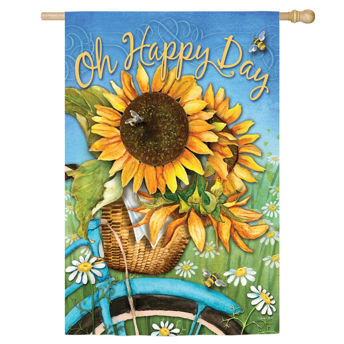 Happy Day Sunflowers Suede House Flag
