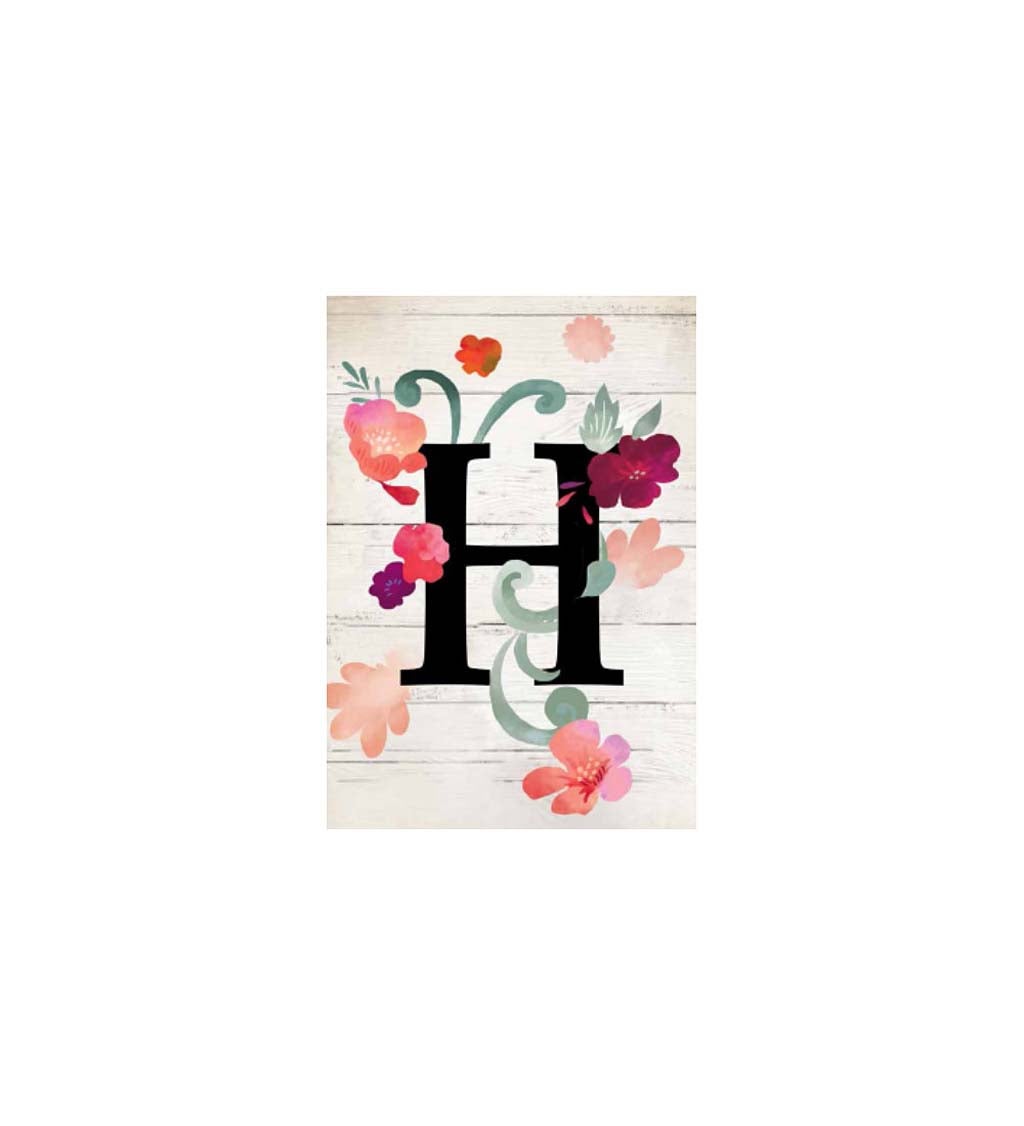 Floral Monogram H Suede Garden Flag