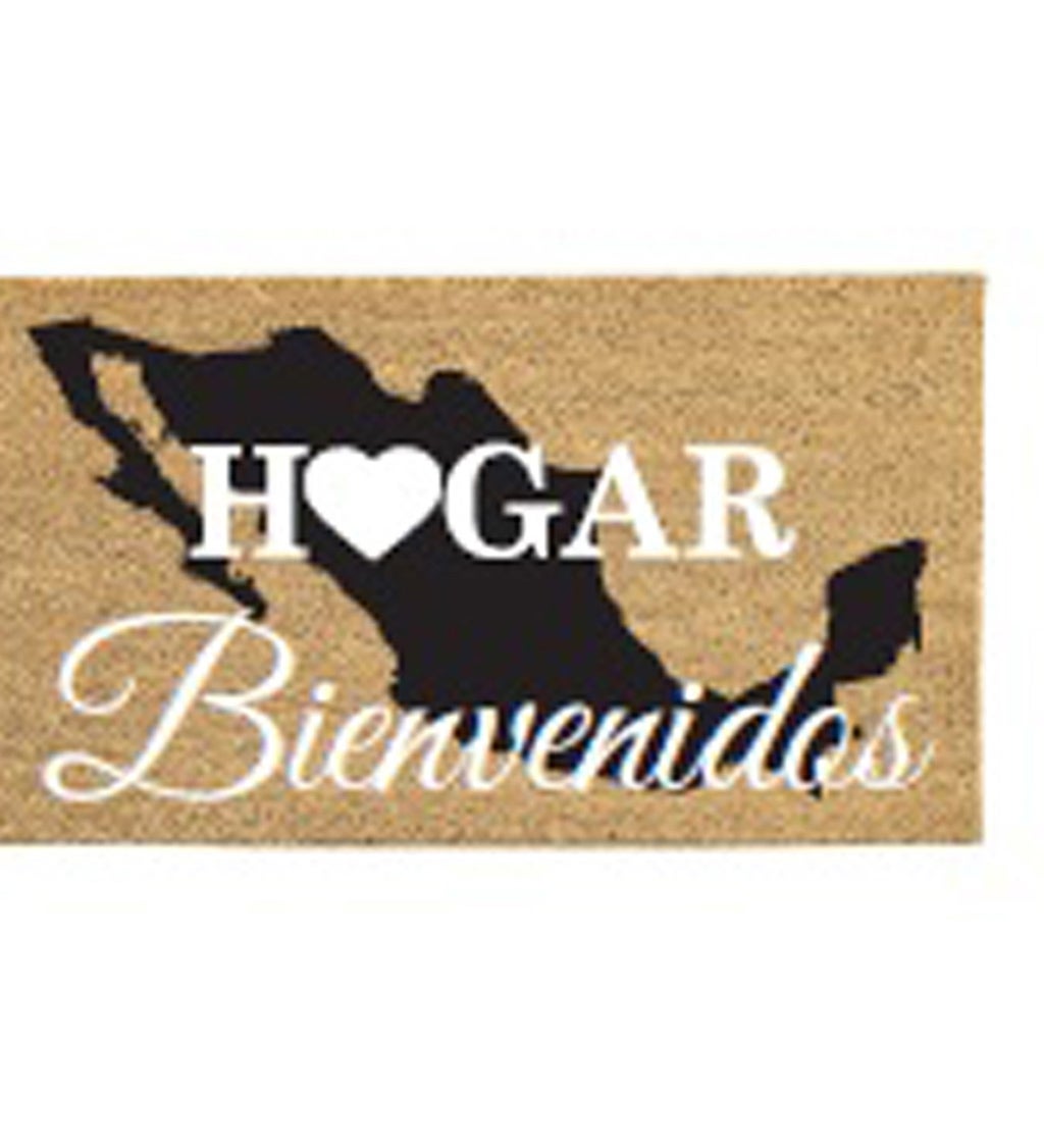 Hogar, Mexico Bienvenidos Welcome in Spanish Coir Mat, 30" x 18"