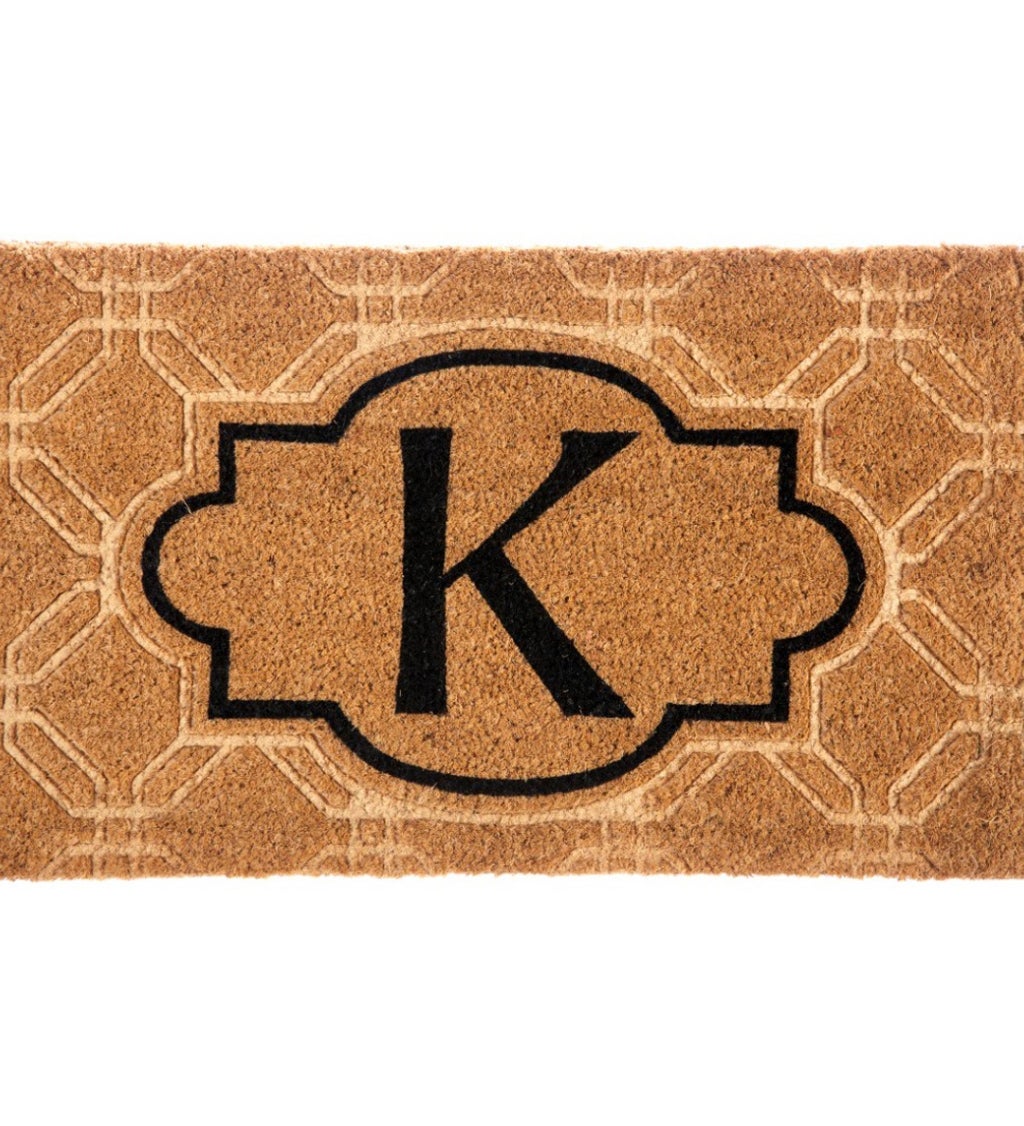 Monogram 'K' embossed Decorative Coir Mat , 16" x 28"