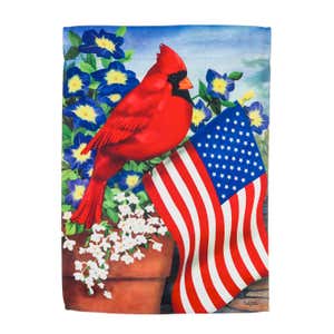 Americana Cardinal Glory Suede Garden Flag