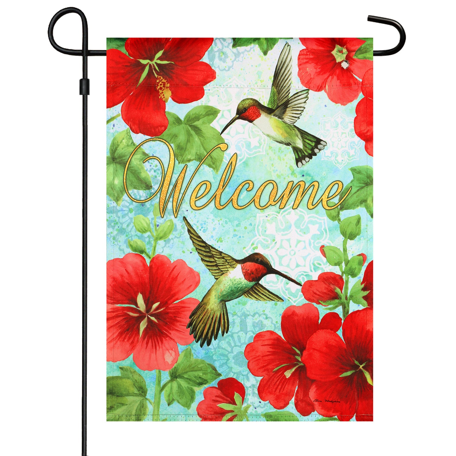 Hummingbird&Hollyhock Flag Combo Kit