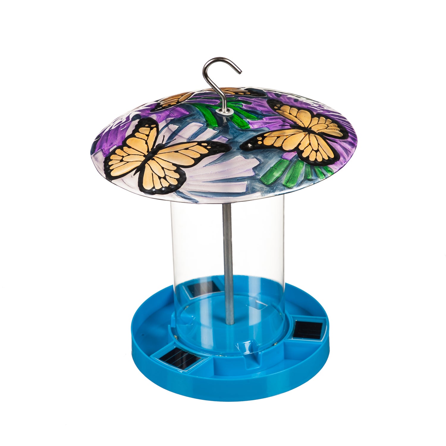 Solar Birdfeeder, Butterfly with Blue Base
