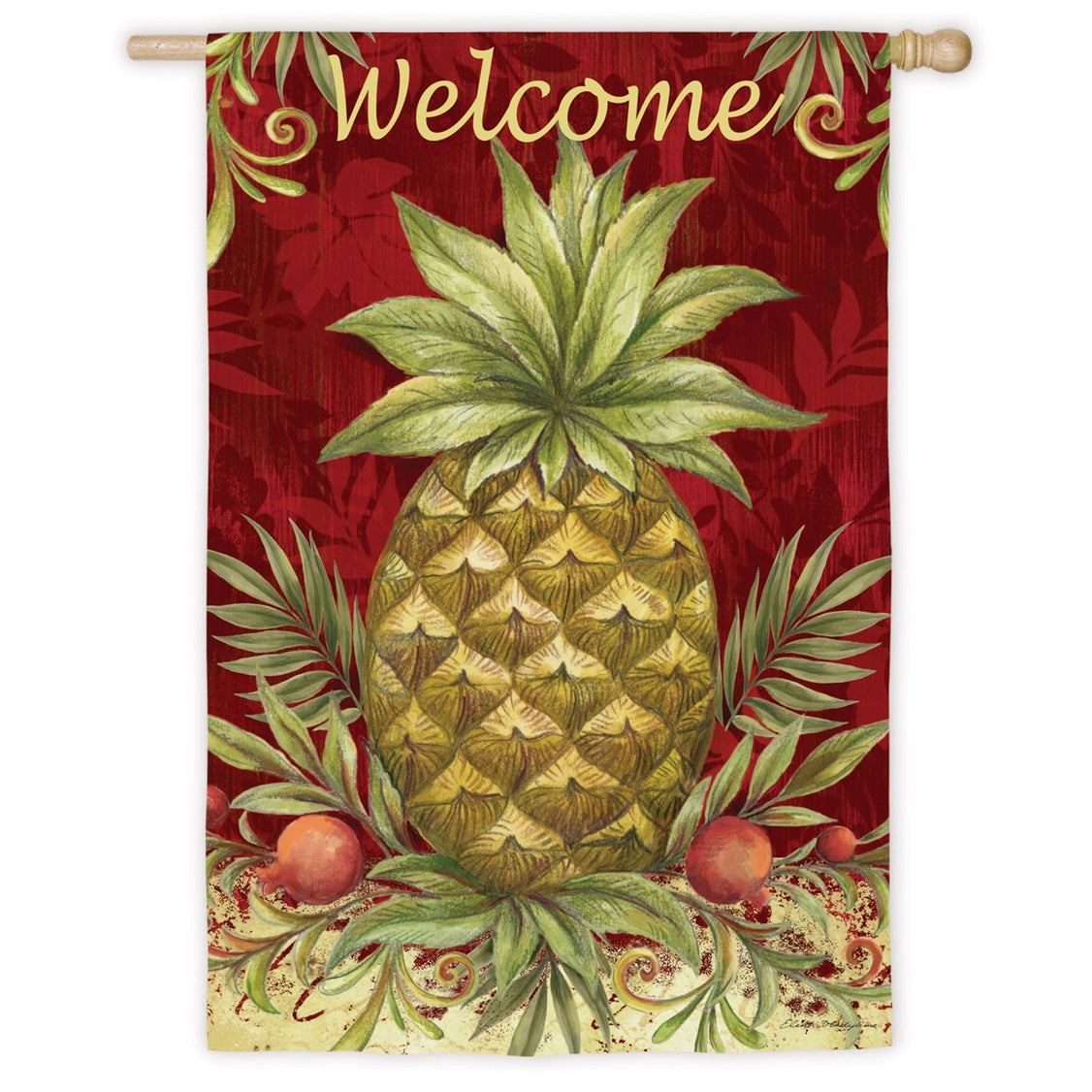Welcome Pineapple Suede House Flag