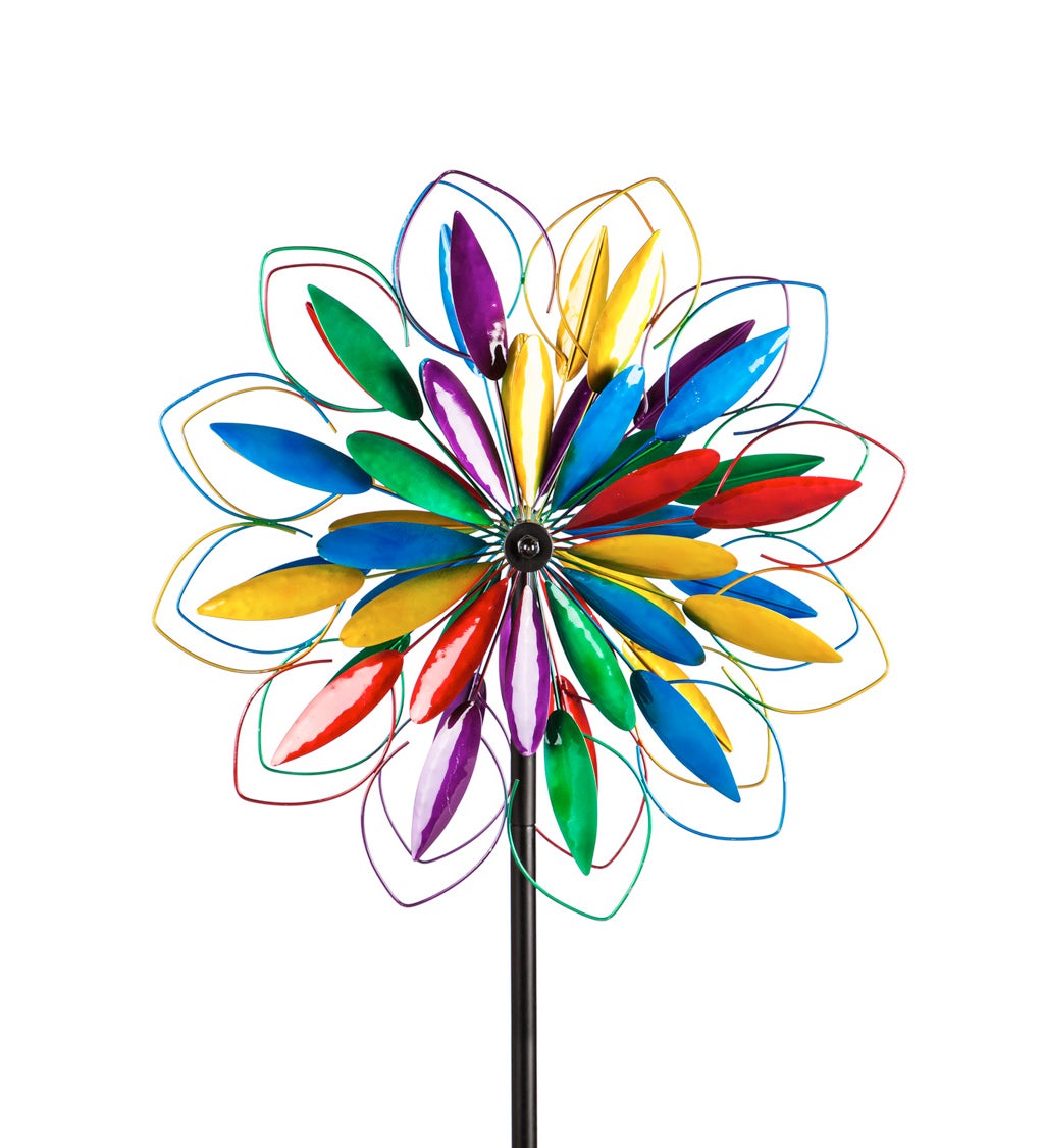 75"H Wind Spinner, Rainbow Flower