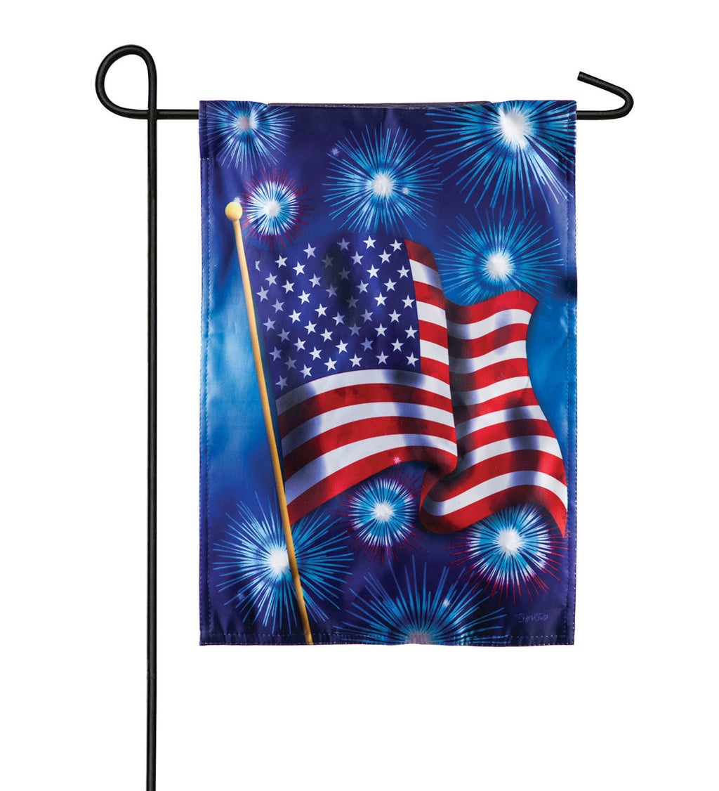 Waving Flag&Fireworks Solar LED Garden Flag