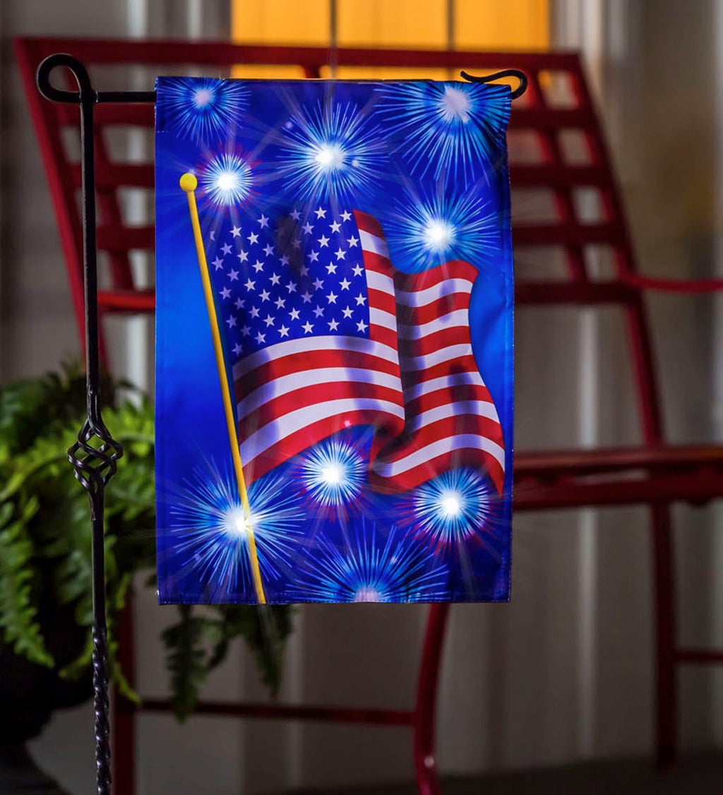Waving Flag&Fireworks Solar LED Garden Flag