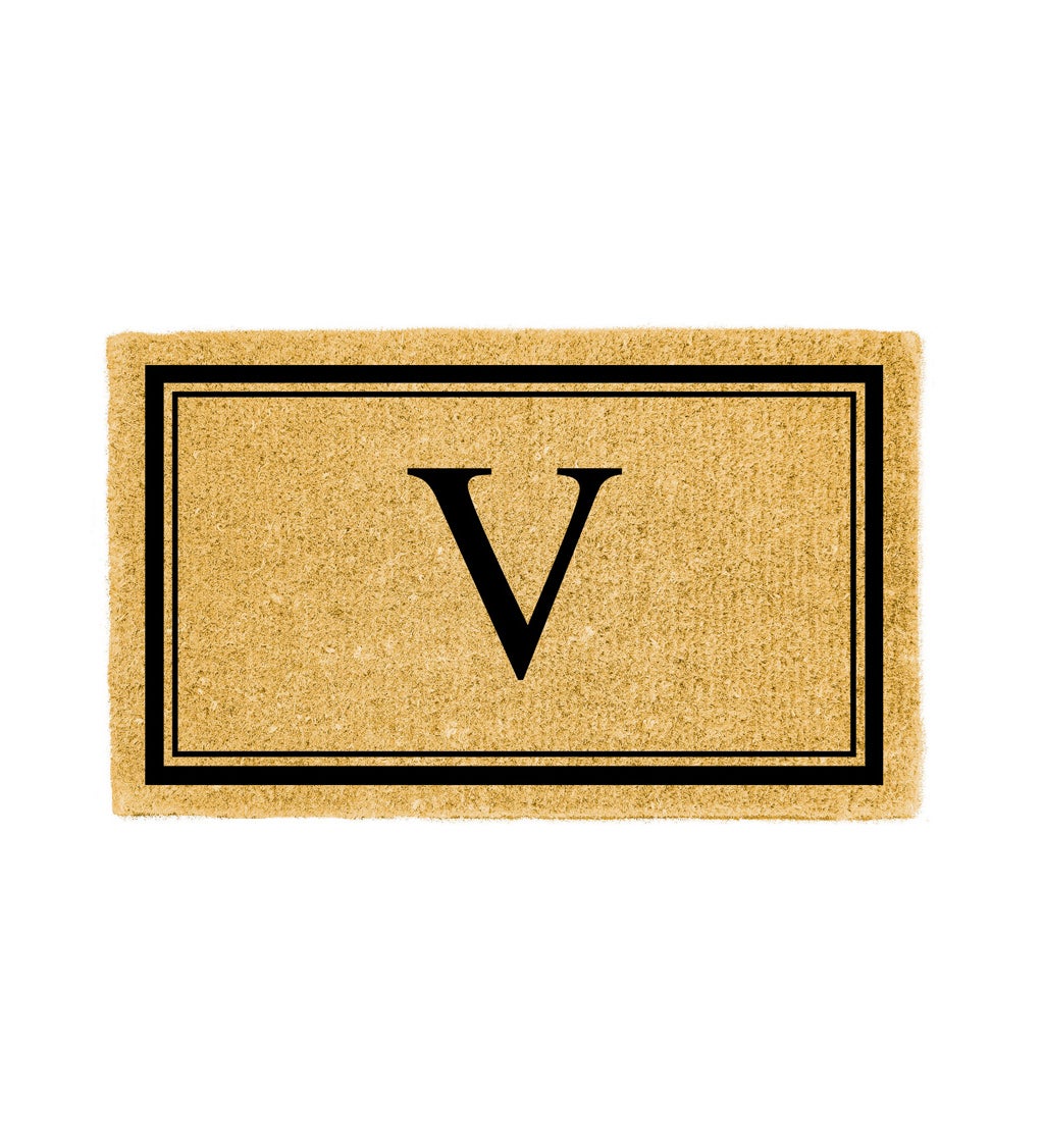 Monogram "V", Woven Coir Mat, 30 X 18"