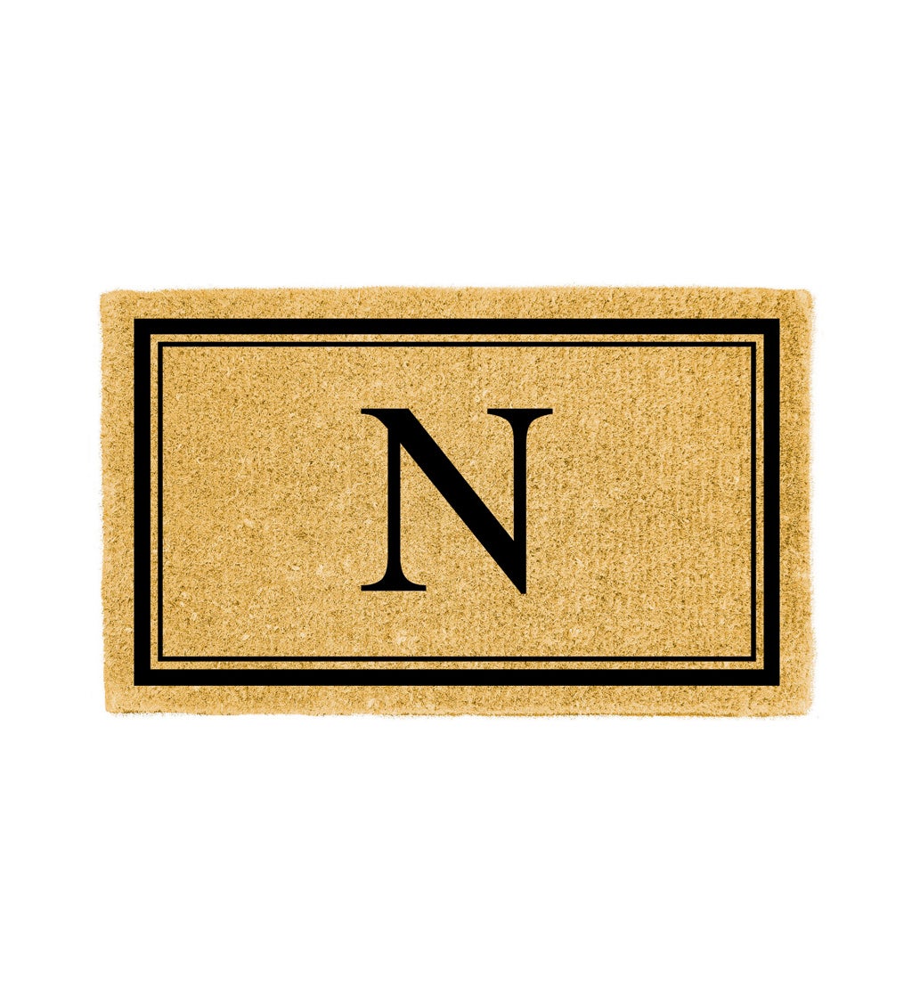 Monogram "N", Woven Coir Mat, 30 X 18"