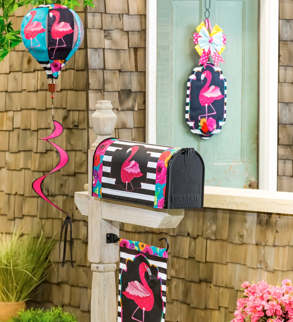 Flamingo Stripes and Flowers Mailbox Cover