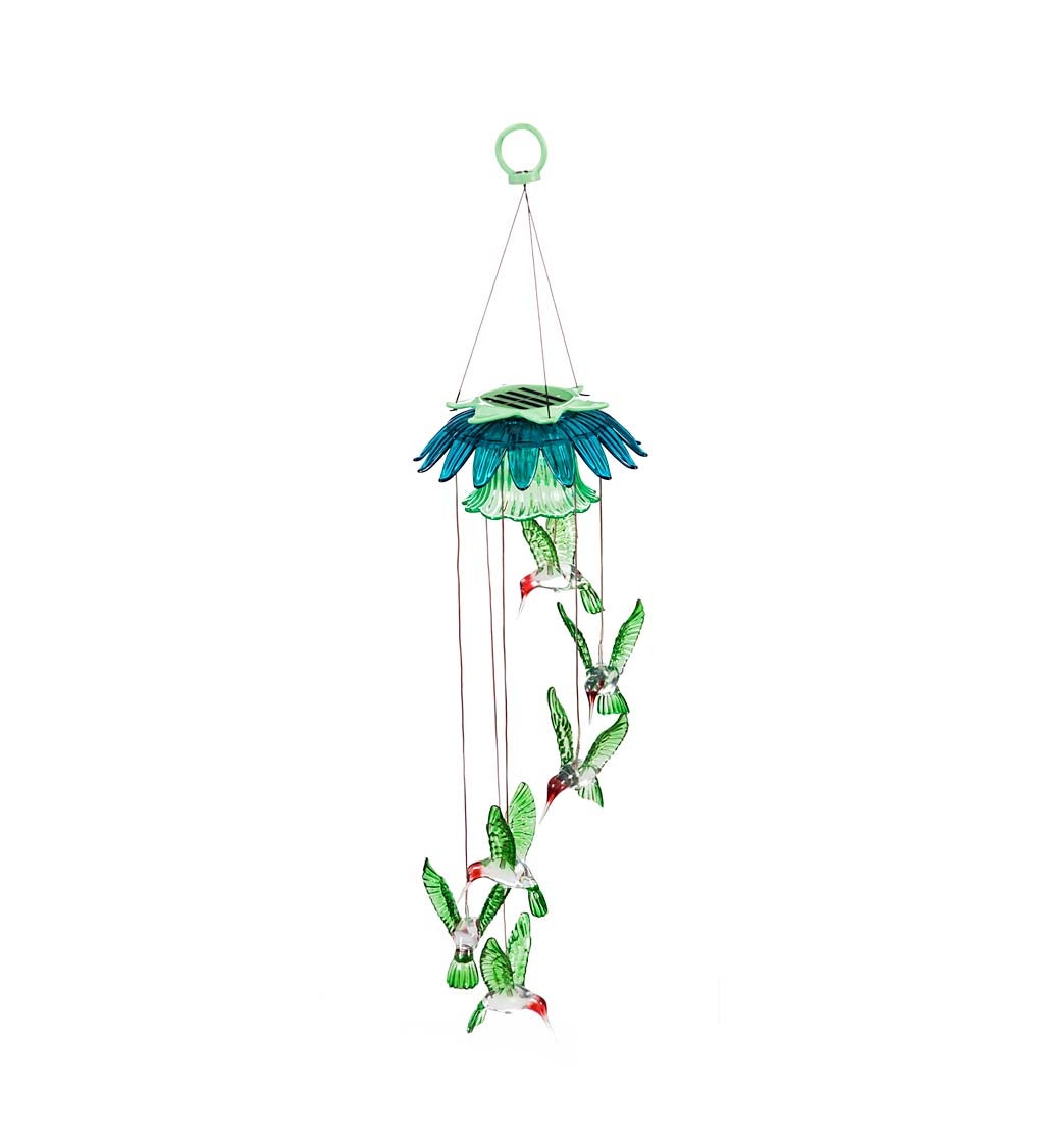 Evergreen Hummingbird Color Changing Flower Top Solar Mobile