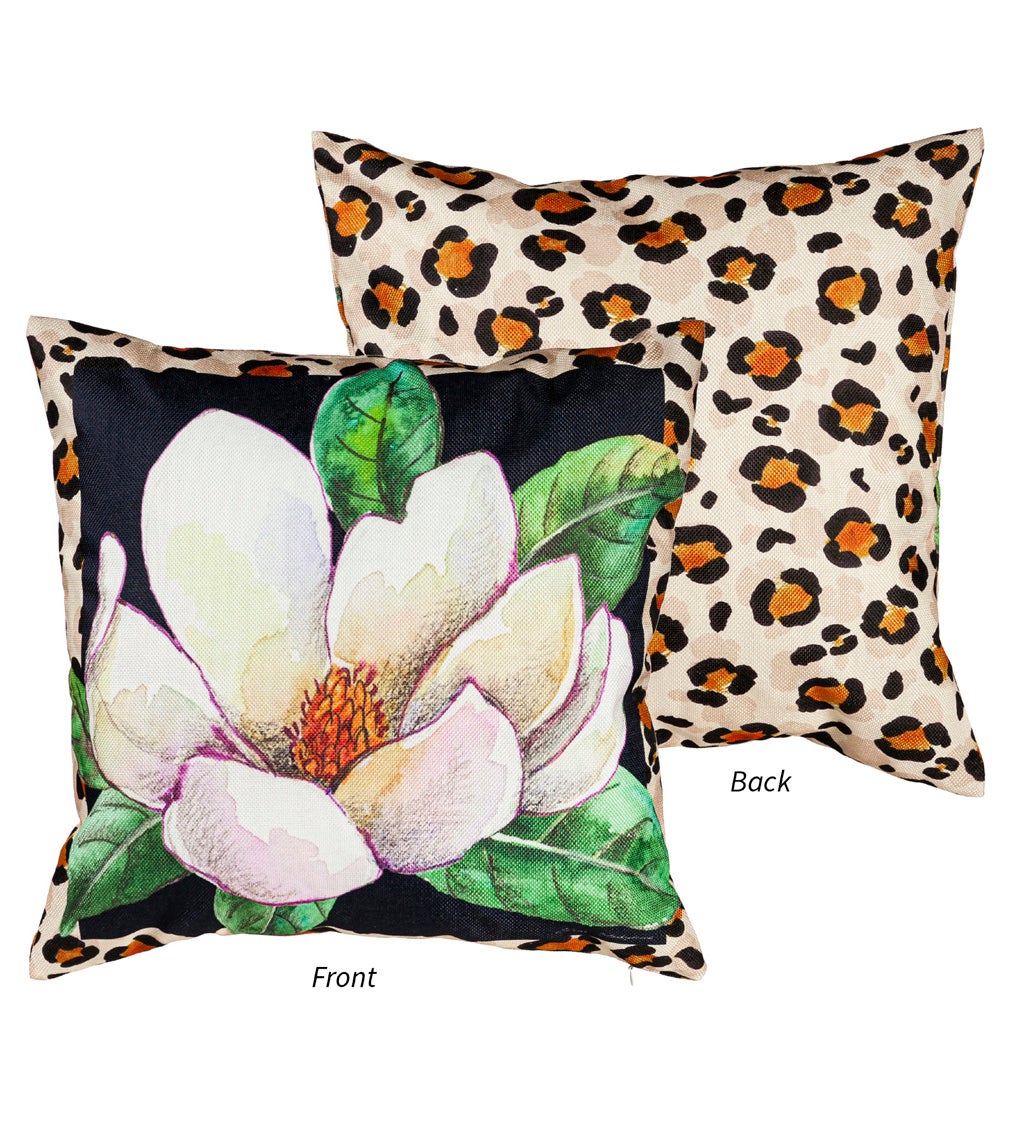 Cheetah Magnolia Bloom Outdoor Pillow Cover