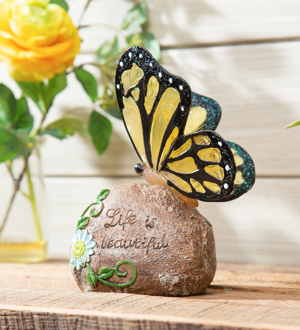 Solar Garden Stone, Life is Beautiful' Butterfly
