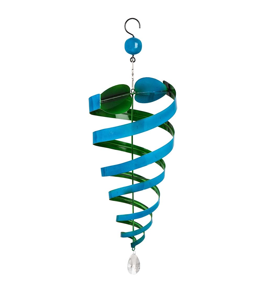 Conical Swirl Hanging Wind Twirler, Blue and Green