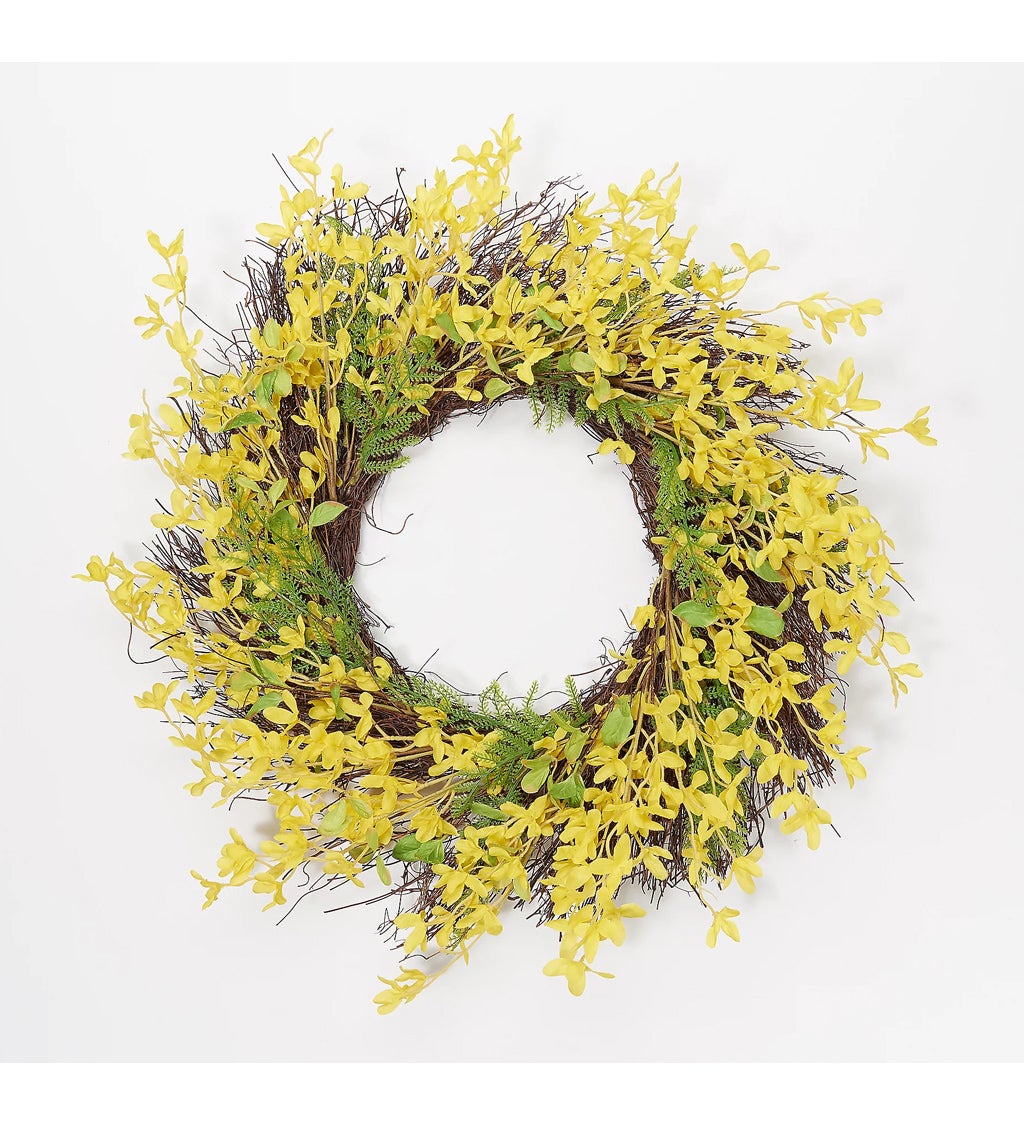 24 inch Faux Wreath, Yellow Wildflowers