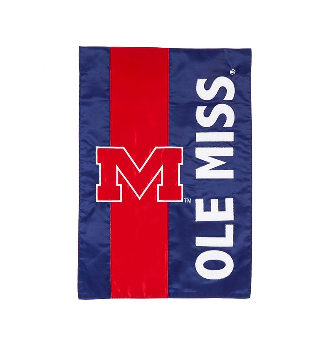 University of Mississippi Mixed-Material Embellished Appliqué Garden Flag