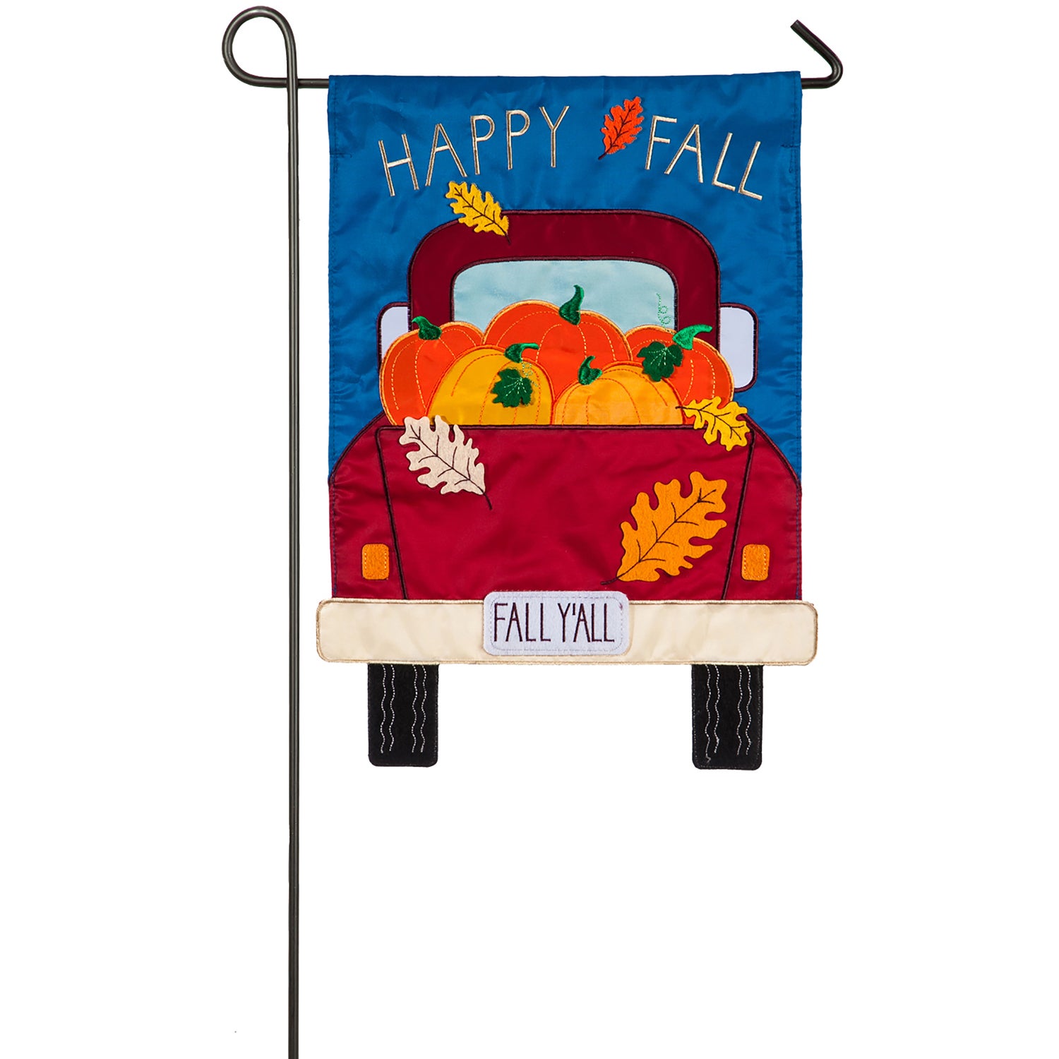 Happy Fall Pickup Truck Garden Applique Flag