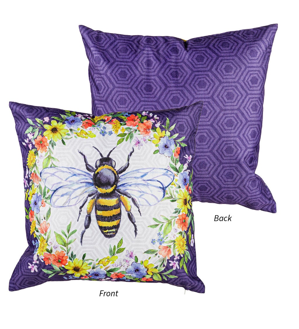 Bee Happy Bee Kind Outdoor Pillow Cover