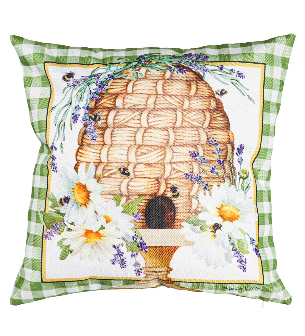 Happy Bee Hive Outdoor Pillow Cover