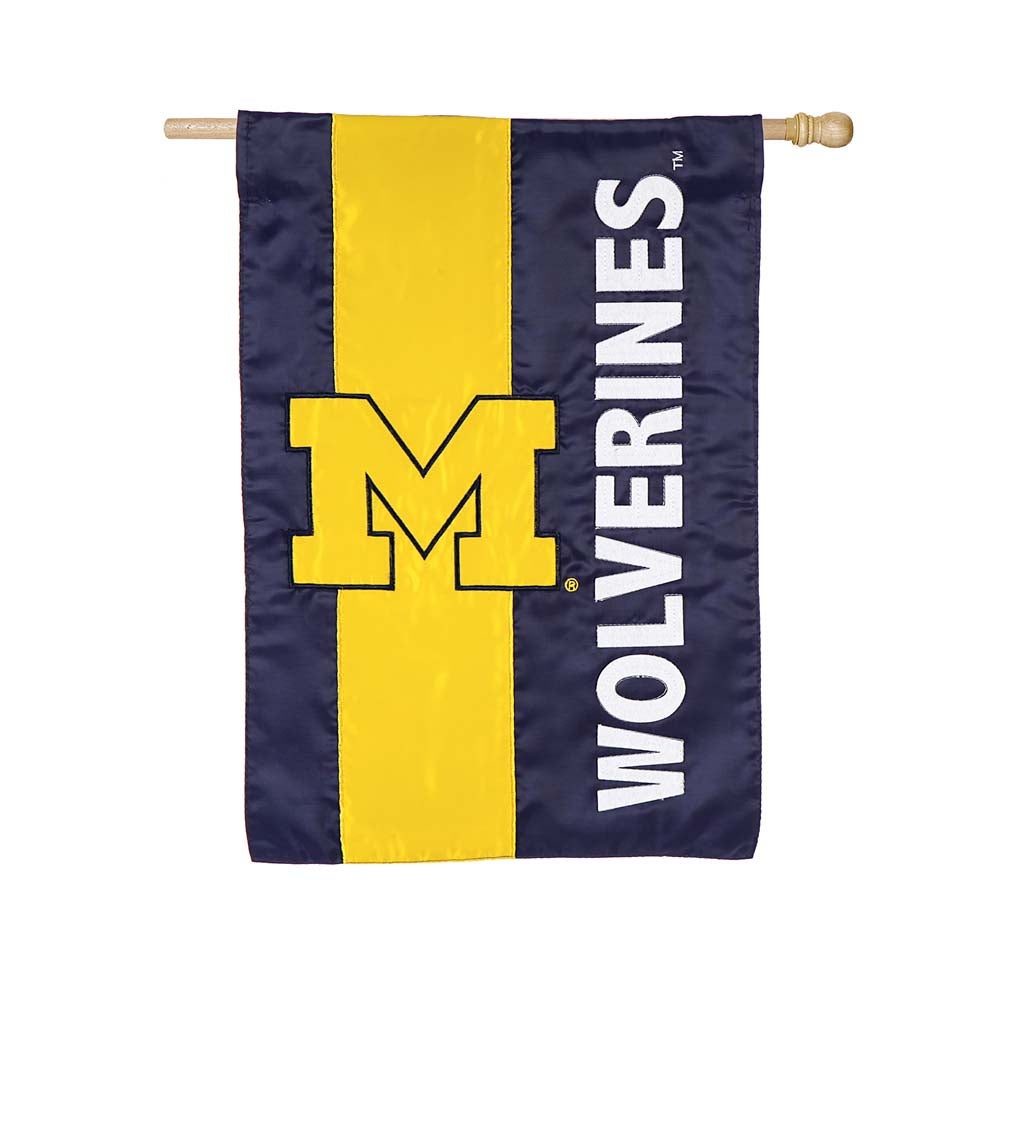University of Michigan Mixed-Material Embellished Appliqué House Flag