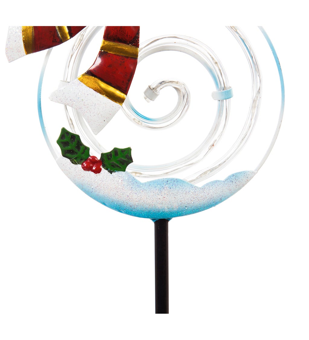 Snowman 34"H Chasing Light Solar Metal and Acrylic Garden Stake