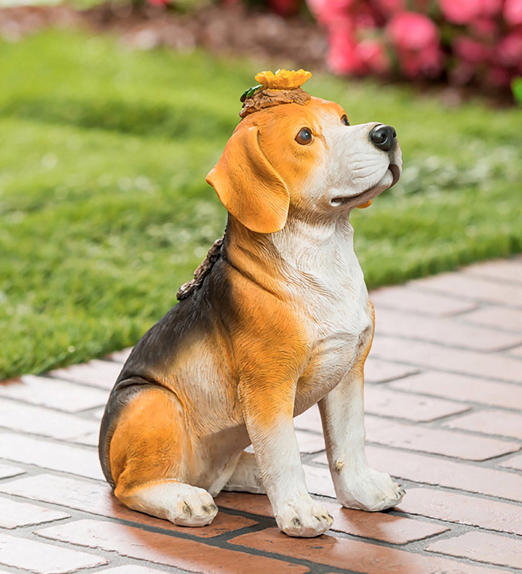 11.6"H Beagle Statue with Daisy