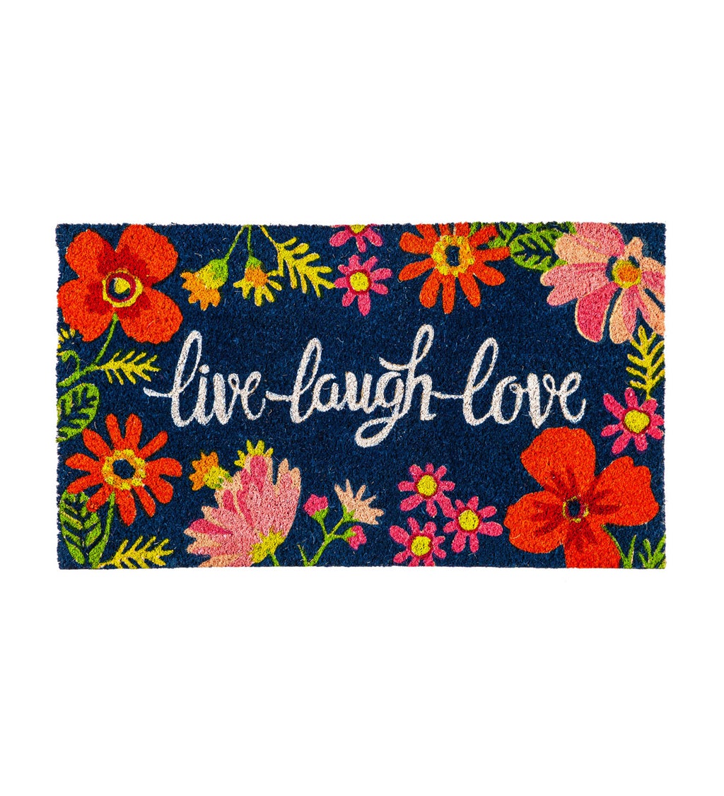 Live Laugh Love Floral Decorative Coir Mat, 16" x 28"