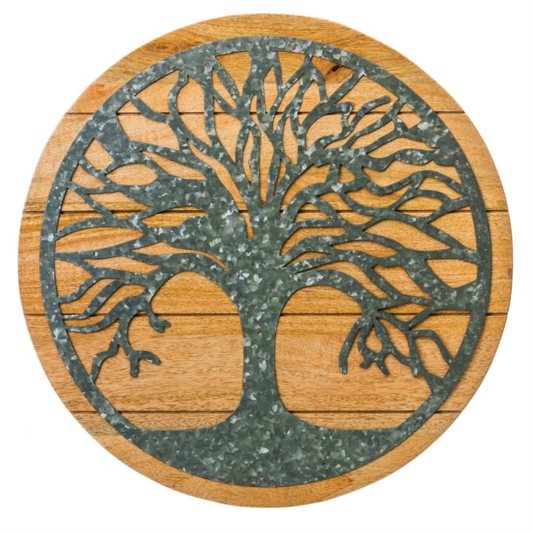 Round Tree of Life Wood and Metal Wall Decor