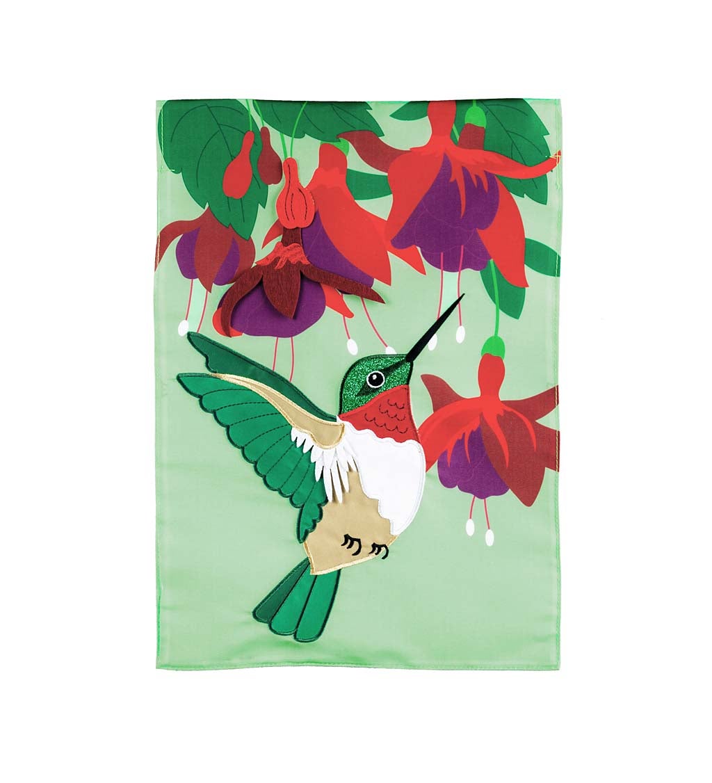 Hummingbird and Fuchsia Garden Applique Flag