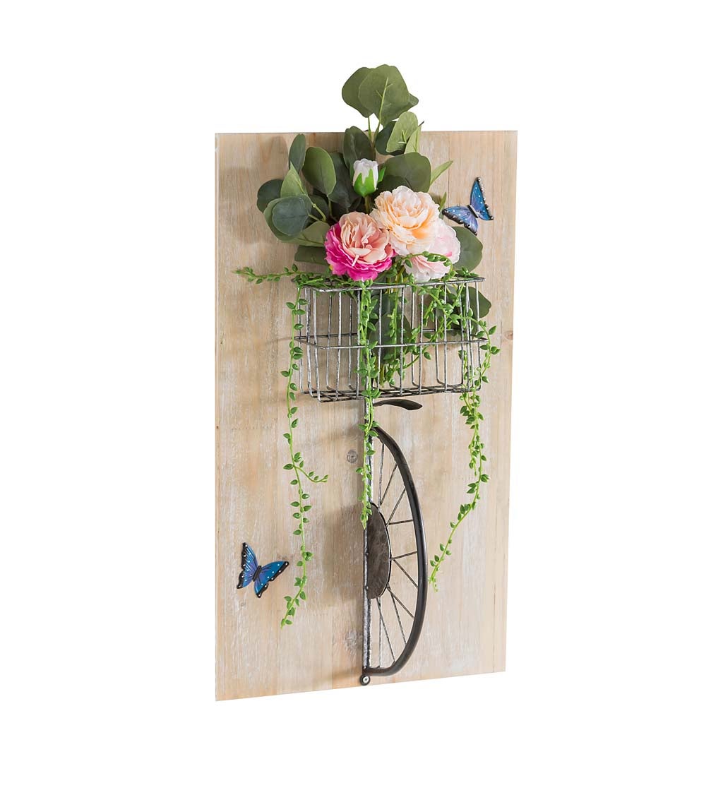 3D Bike with Flowers Wall Art