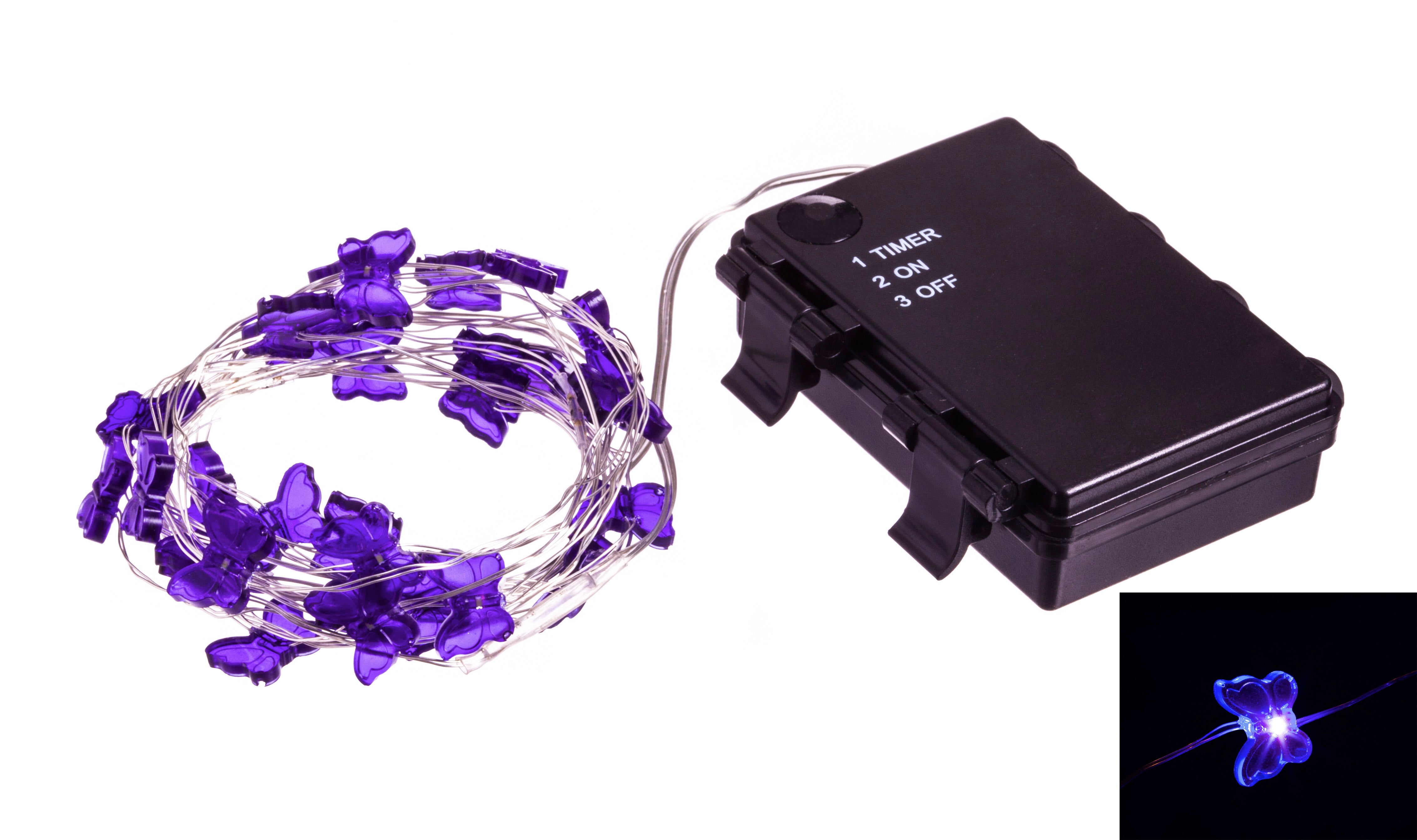 Battery Powered Acrylic Icon String Lights, Purple Butterfly