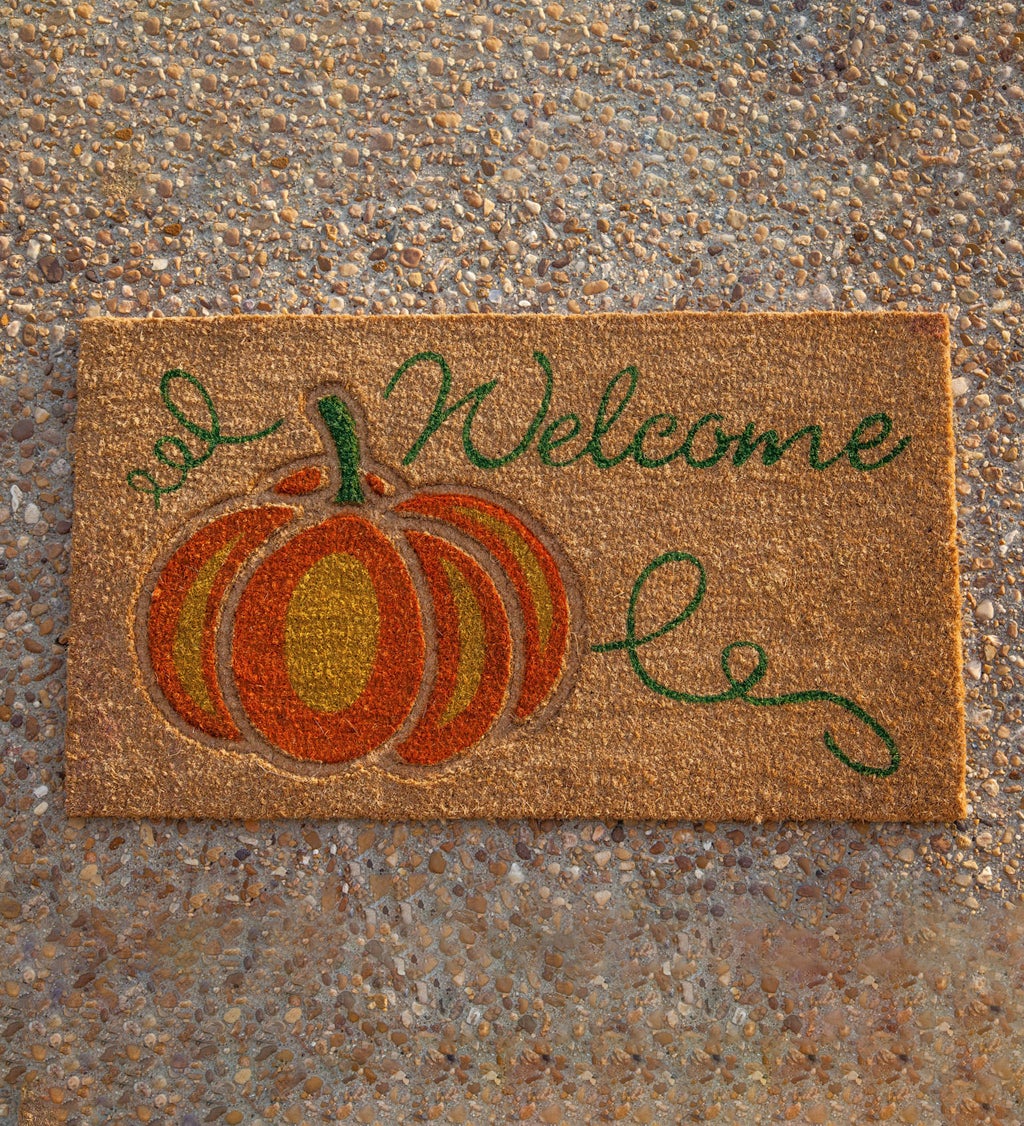 Welcome Pumpkin Coir Mat