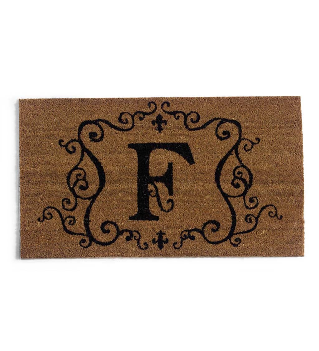 Monogram 'F' Decorative Coir Mat , 16" x 28"