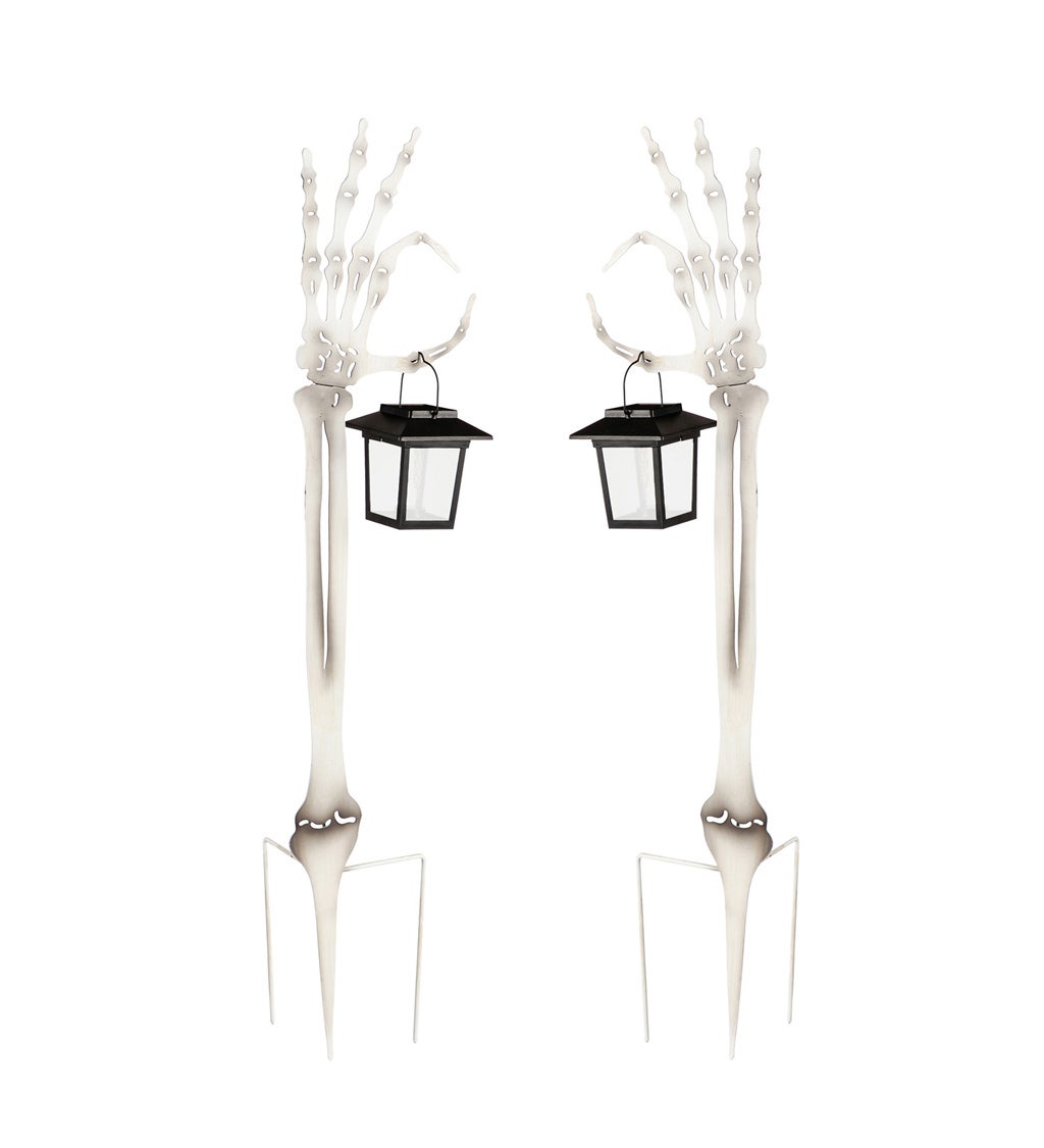 29"H Skeleton Hand Garden Stake with Solar Flickering Light Lantern