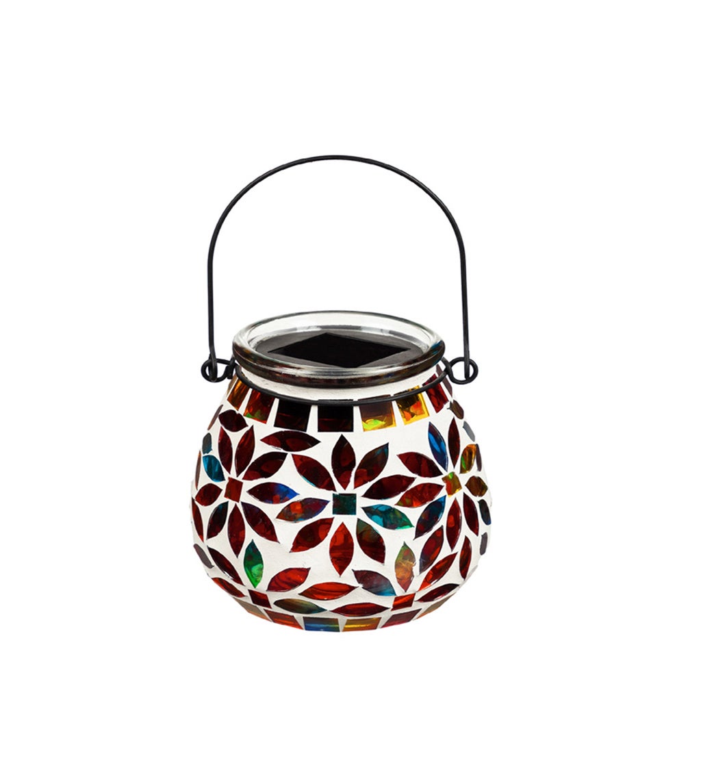 Garden Icons and Florals Mosaic Solar Lantern, Floral