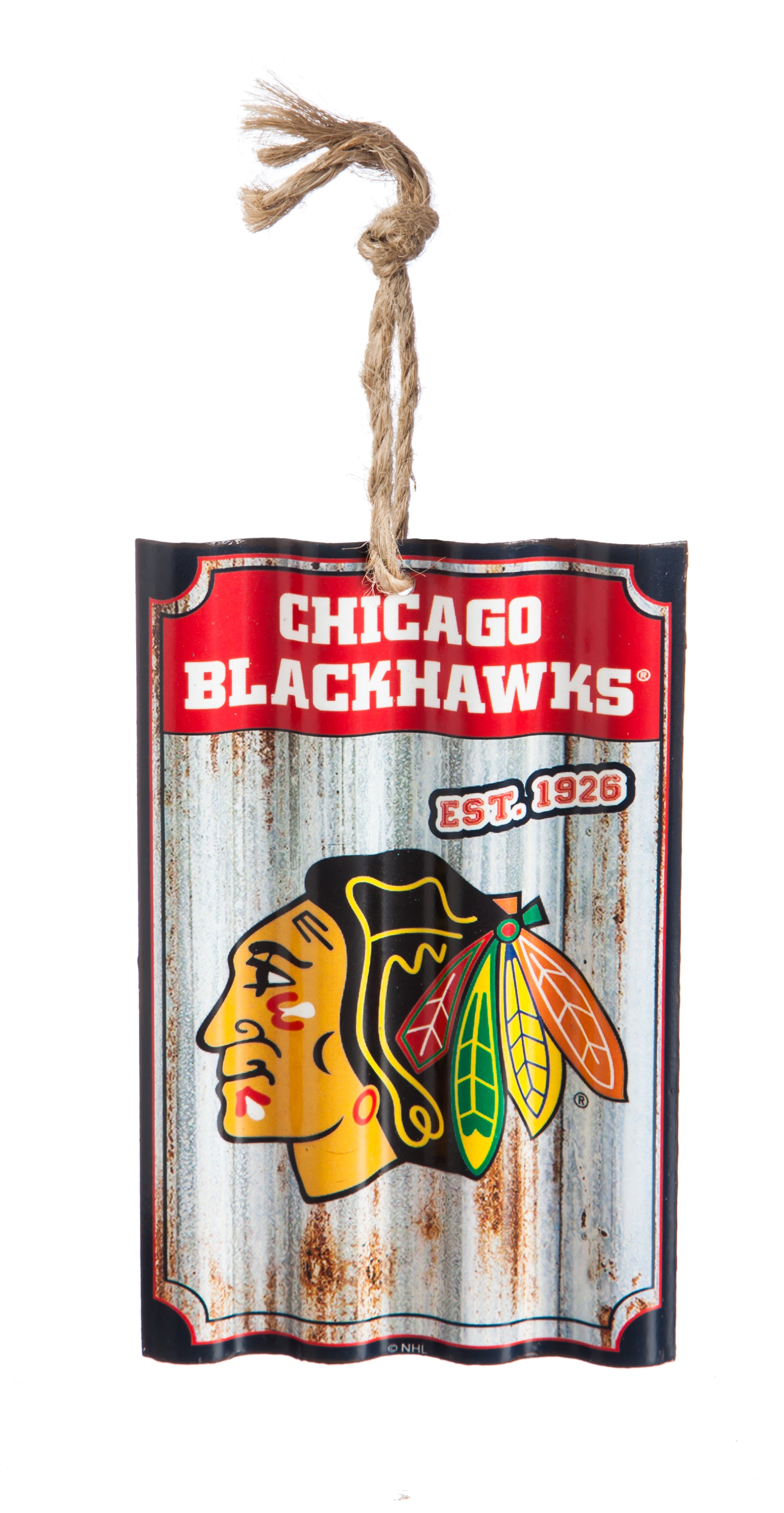 Chicago Blackhawks Corrugated Metal Ornament