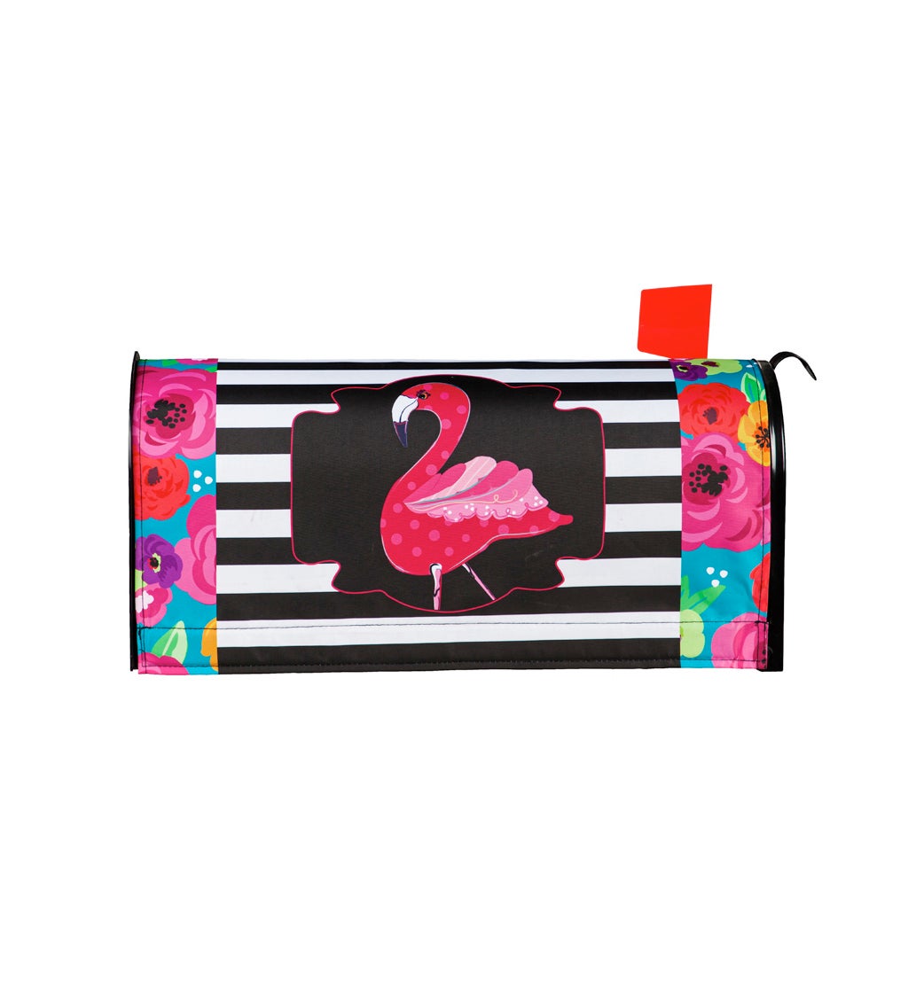 Flamingo Stripes and Flowers Mailbox Cover