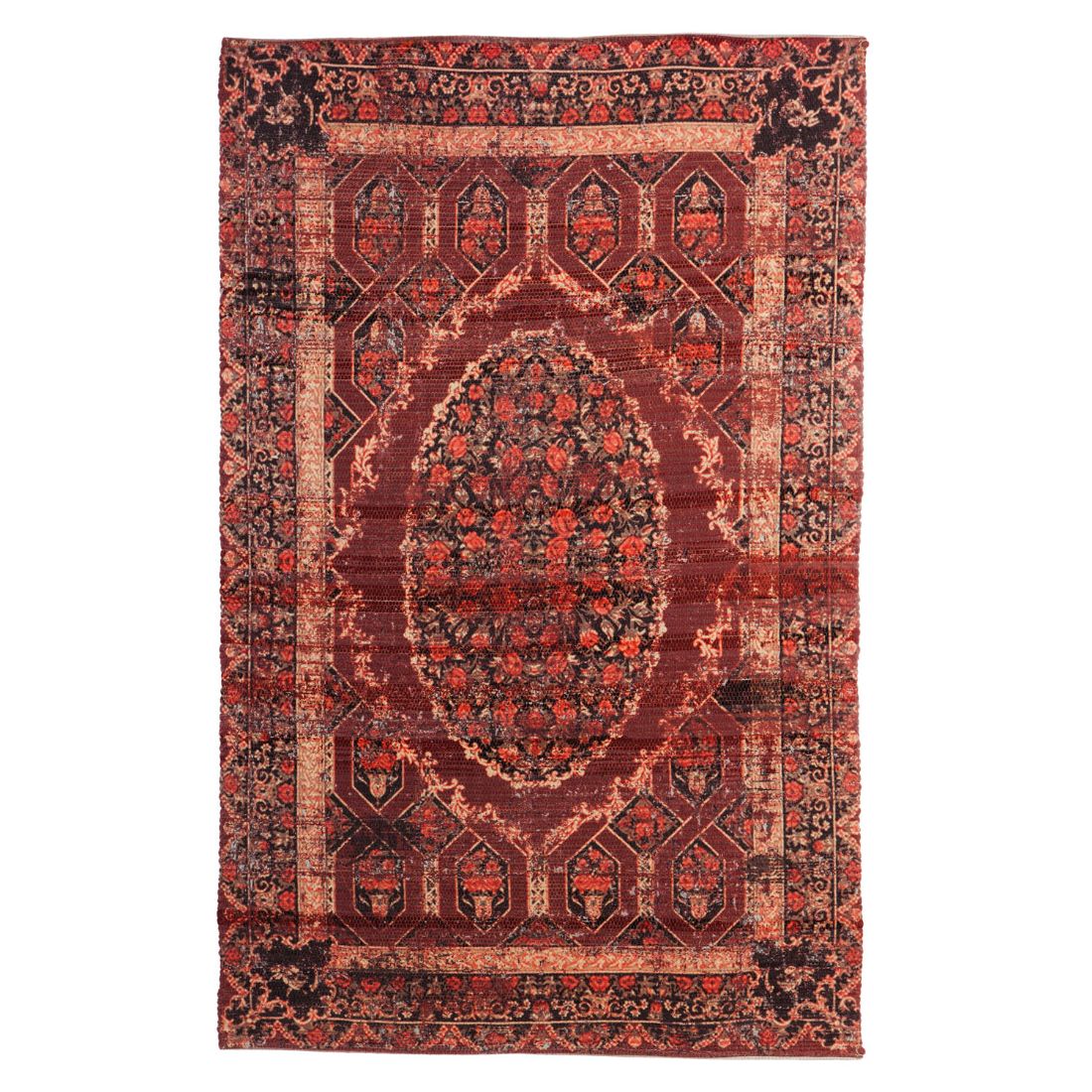 Brown with Red Digitally-Printed Indoor/Outdoor Rug, 4'x6'