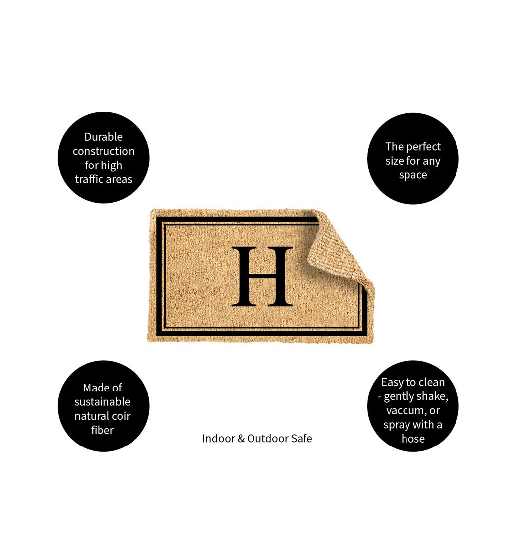 Monogram "H", Woven Coir Mat, 30 X 18"