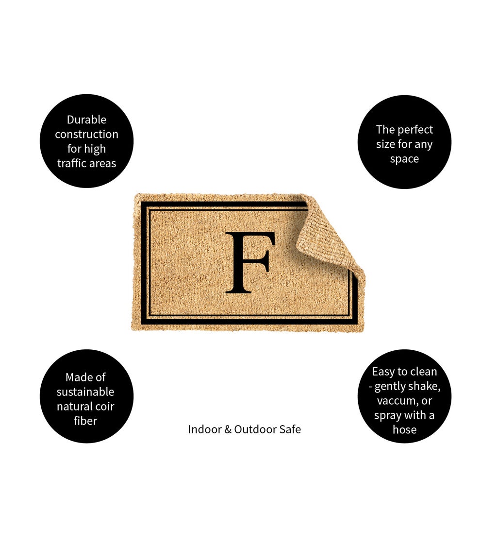 Monogram "F", Woven Coir Mat, 30 X 18"