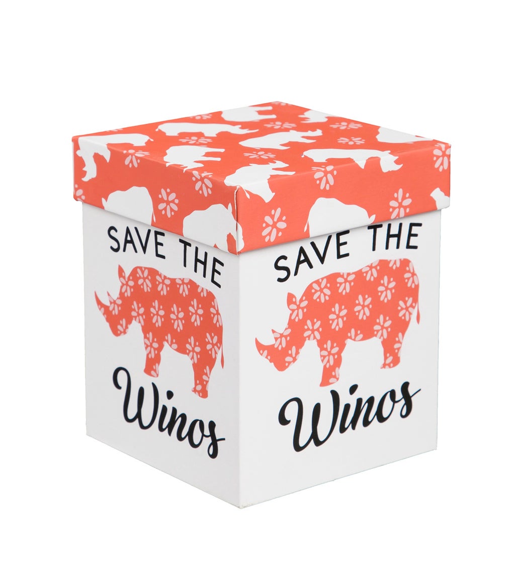Stemless Wine Glass with Box, 17 oz, Save The Winos