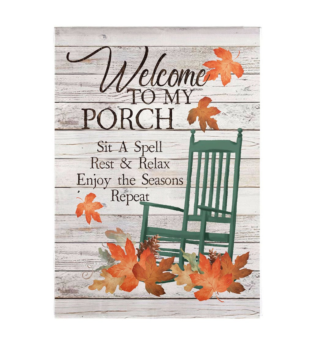 Fall Porch Rules Welcome Garden Linen Flag