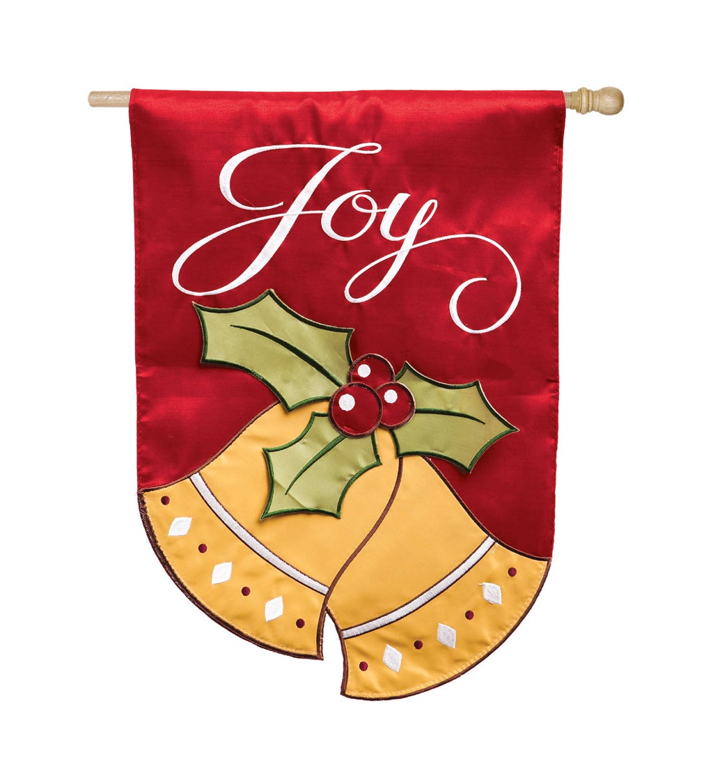 Joyful Christmas Bells House Applique Flag